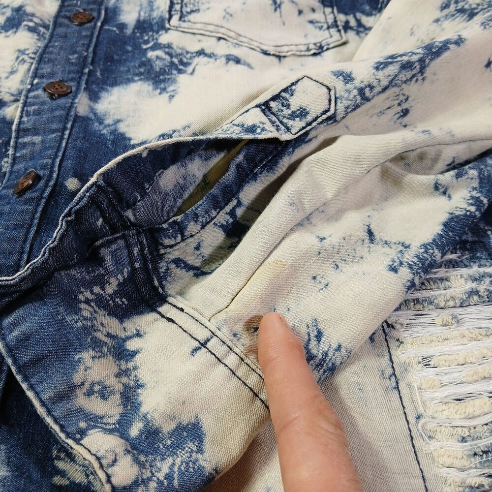 GS-115 L Denim Shacket Blue Acid-Wash Metropolitan-Grunge Indie-Sleaze Utility L - Picture 10 of 12